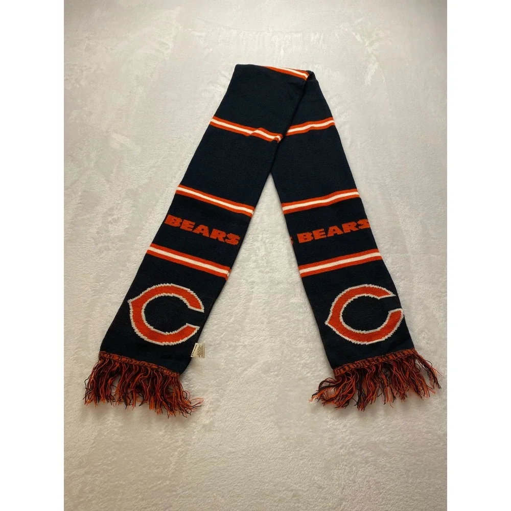 Forever Collectibles Chicago Bears Scarf Navy Orange White Knit NFL Fan Gear‎